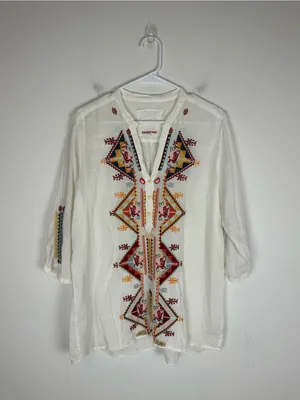 Johnny Was 3J Workshop Embroidered Isadora Tunic Top Women’s Sz L thumbnail 2