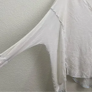 FREE PEOPLE We The Free Never Give Up Oversized Top V Neck Tee in Ivory White XS thumbnail 6