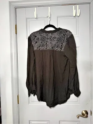 Free People Black Lace Yoke Blouse thumbnail 2