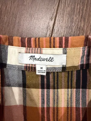 Madewell Pink, Brown, Cream Plaid Button-Down Shirt Women’s Size Medium - C1-616 thumbnail 2
