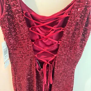 Jump Apparel Wine Red Sequin Lace Up Corset Back Formal Prom Gown Dress Sz 11/12 thumbnail 6
