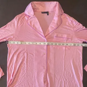 ASOS Design Women’s Long Sleeve Shirt & Pants Pajama Set Pink Piping Size 4 NEW thumbnail 7