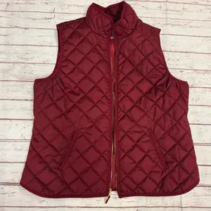 Old Navy Women’s Maroon Burgundy Quilted Puffer Vest Full Zip Mock Neck Sz XL thumbnail 1