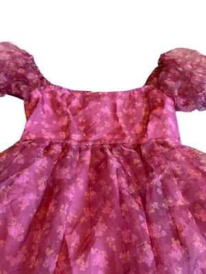 Altar'd State Floral Print Mini Dress Puff Sleeves Full Skirt Size Medium thumbnail 3