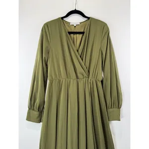 Baltic Born Womens Dress Green Lydia Maxi V Neck Surplice Waist Tie A Line Large thumbnail 6