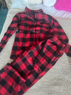 red + black buffalo plaid pajama set Size S #loungewear #pjs thumbnail 1