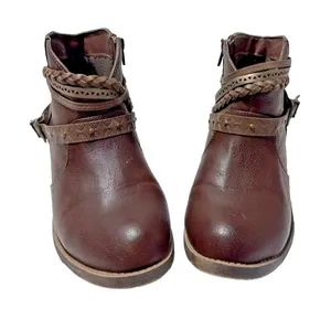 Jellypop Brown Leather Ankle Boots Women's 7.5M Zippered thumbnail 1