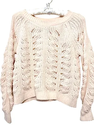 Lulus Just Warming Up Cream Chenille Loose Knit Sweater Size XS thumbnail 4