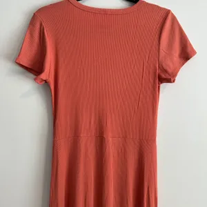 See You Monday Ribbed Short Sleeve Midi Dress Women's Large Orange Side Slit thumbnail 6