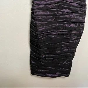 Nicole Miller Women's Sz 2 Cowl Neck Technometal Tuck Dress Black Purple Bodycon thumbnail 5