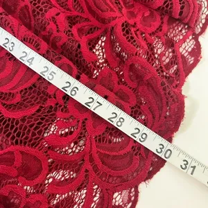 Lace Midi Skirt Burgundy Floral Scalloped Hem High Waist Size Small thumbnail 5