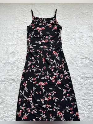 VTG 90s Byer Too Floral Maxi Dress M Black Pink Dark Fairy Whimsigoth Grunge thumbnail 4