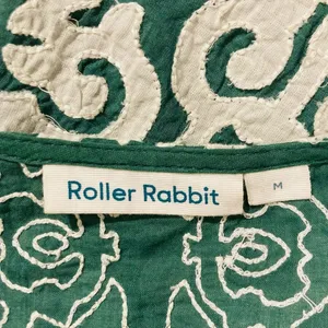 Roller Rabbit Appricus Kurta top or mini dress. Green with white appliqué. Med thumbnail 9