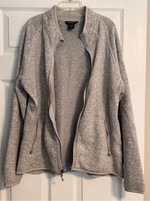 Women’s Eddie Bauer Heather Gray Full Zip Outdoor Cozy Teddy Fleece Jacket Sz XL thumbnail 3