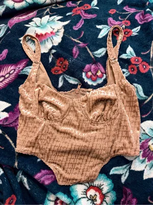 SKIMS Size Small Logo Velvet Zipper Corset Crop Top sienna AP-BUS-1511 New thumbnail 1