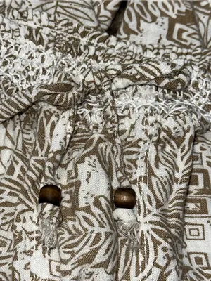 Cali1850 Los Angeles Women’s Size S Tan Beige White Tropical Printed Wide Pants thumbnail 6