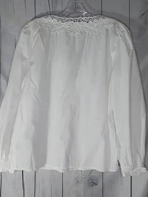 J.Crew Boho V-Neck Long Sleeve Top With Eyelet Floral Trim 100% Cotton thumbnail 2