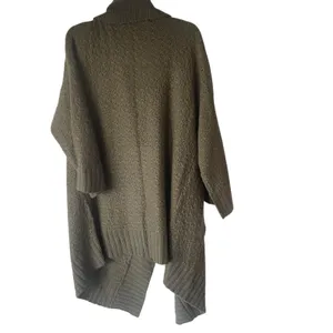 Design History Large Green Chunky Cable Knit Open Front‎ Duster Cardigan Sweater thumbnail 7