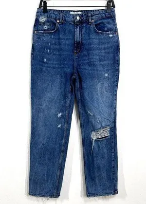 We The Free People Jeans Womens 29 Distressed Blue Denim Mid Rise Tapered Casual thumbnail 1