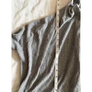 Joah Brown Cropped Cardigan Women One Size Grey Ribbed Draped Open Front thumbnail 5