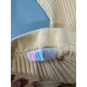 Free People Beach Ribbed Knit Shorts Mustard Yellow Cotton Linen Blend Medium thumbnail 4