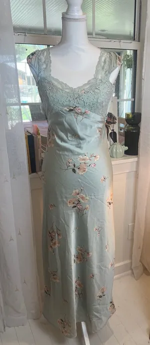 Sage Green Floral Lace Slip Dress size XS. thumbnail 1