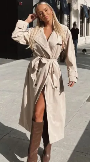 Meshki Andreas Oversized Trench Coat in Beige Tan Size XL *No Belt* thumbnail 1