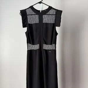 Guess sz S Black Maxi‎ Dress Lace Panel Ruffle Gown Goth Whimsigoth Romanic thumbnail 3