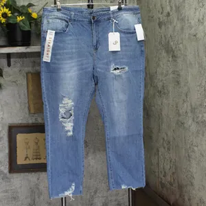 NWT Gogo Jeans Distressed Frayed Straight-Leg Jeans Medium White Wash Blue 20W thumbnail 5