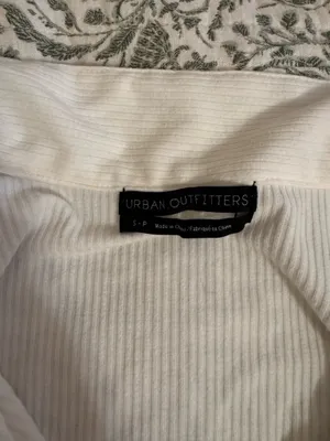Urban Outfitters White Ribbed Ruched Long Sleeve Top thumbnail 2