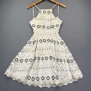Lovers + Friends White Black Eyelet Lace Fit & Flare Mini Dress XS RN132829 thumbnail 1