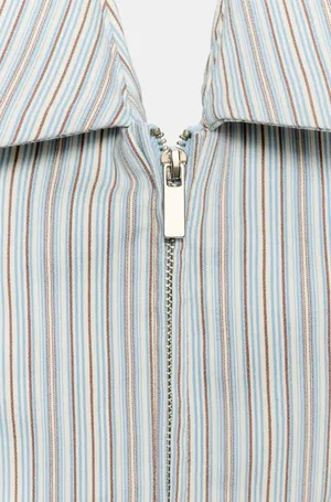 BNWT Zara Blue, Cream & Brown Striped Collared Vest Halter Top thumbnail 4