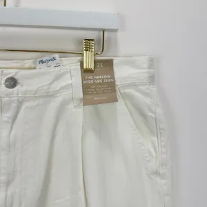 Madewell The Harlow Wide Leg Jean Airy Denim Baggy White High Waist US 31 NWT thumbnail 9