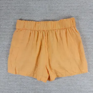 J.Crew Linen Shorts Size M Orange Paperbag Waist Elastic Pull On Pockets Summer thumbnail 8