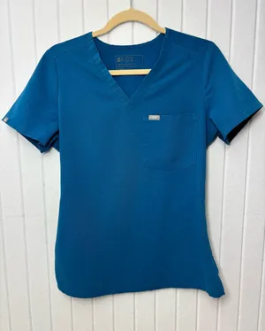 Figs‎ Blue  V-Neck Short Sleeve Scrub Top size S thumbnail 1
