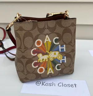 Coach Mini Town Bucket Bag In Signature Canvas -Rainbow thumbnail 1