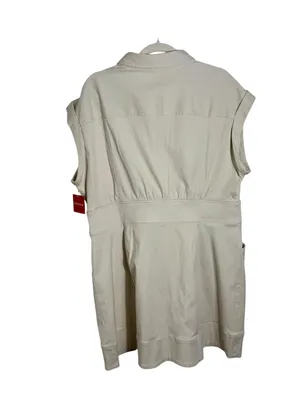 SPANX Stretch Twill‎ Utility Dress Eggshell Button Front Size 1X NEW thumbnail 6