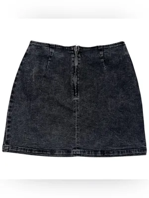 Gray denim mini skirt. thumbnail 2