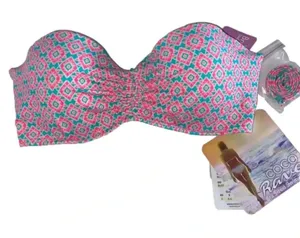 NWT 32C Coco Rave push up removable strap ruched middle‎ bikini top thumbnail 1
