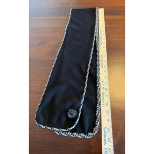 Lauren Ralph‎ Lauren Black Scarf Houndstooth Trim Rosette Button Y2K Academia thumbnail 5
