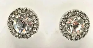 Silver Circle Stud Medium‎ Boho Retro Earrings Rhinestone Fashion Jewelry E58 thumbnail 1