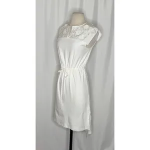 SEE BY CHLOÉ White Embroidered Lace Cutwork Yoked Knit Dress Solid Size Small thumbnail 5