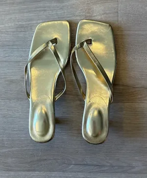 Gold square toe kitten heels Size 8 thumbnail 1