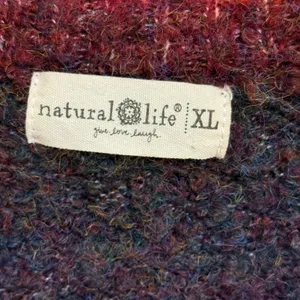 Natural Life XL Oversized Fuzzy V-Neck Sweater Burgundy Purple Wool Blend thumbnail 4