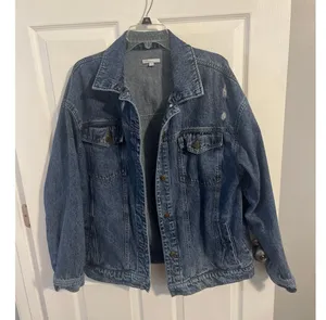 Gianni Bini GB Oversized Distressed Jean Jacket Size L thumbnail 1