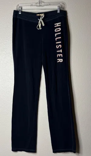Hollister Womens Navy Blue Logo Sweatpants So Cal Stretch Joggers Size L thumbnail 1