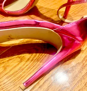 Charlotte Russe Metallic Fuchsia ankle strap Barbiecore Stilettos size 7 thumbnail 8