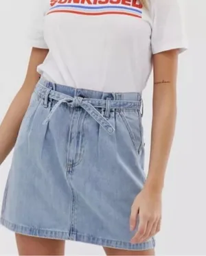 Womens Hollister Denim Ultra High Rise Jean Paperbag Skirt w Belt - Sz 9 thumbnail 1