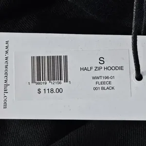 NWT WeWoreWhat Cropped Half Zip Fleece Cotton Hoodie Long Sleeve Small Black thumbnail 9