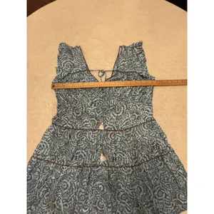 Omika Tiered Block Print Sundress Blue Brown Size Small Anthropologie thumbnail 5